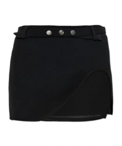 Attico Wrap-style Mini Skirt With Sheer Mesh Detailing In Black