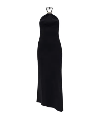 Attico Black Halterneck Midi Dress In Black