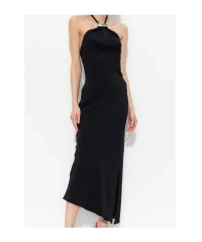 Attico Black Halterneck Midi Dress In Black