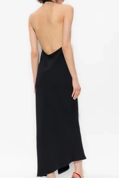 Attico Black Halterneck Midi Dress In Black