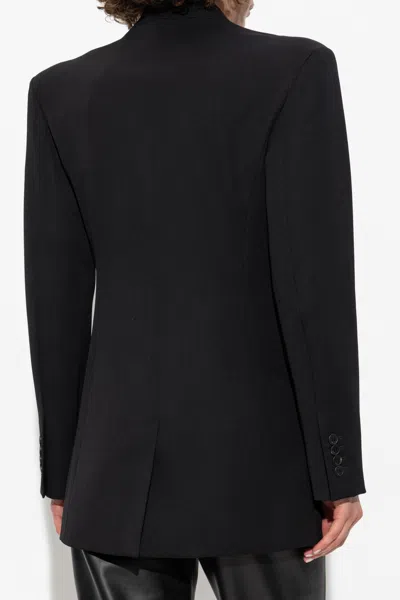 Attico Padded-shoulder Wool Blazer In Black