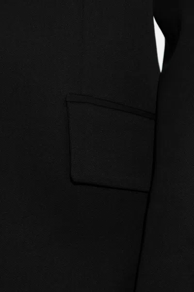 Attico Padded-shoulder Wool Blazer In Black