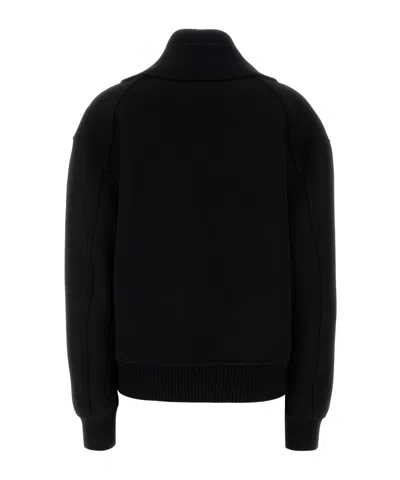 Jil Sander Wool Blend Bomber Jacket With High Collar In Black