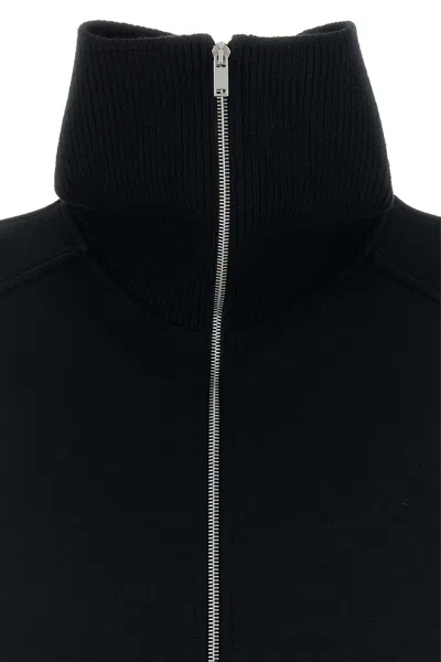 Jil Sander Wool Blend Bomber Jacket With High Collar In Black