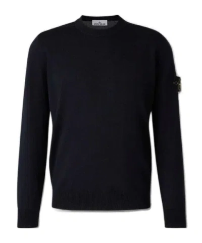 Stone Island Lightweight Wool Crew Neck Pullover In Black