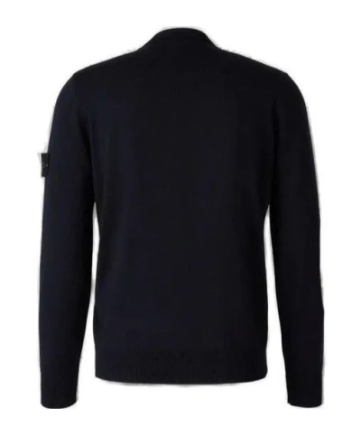 Stone Island Lightweight Wool Crew Neck Pullover In Black