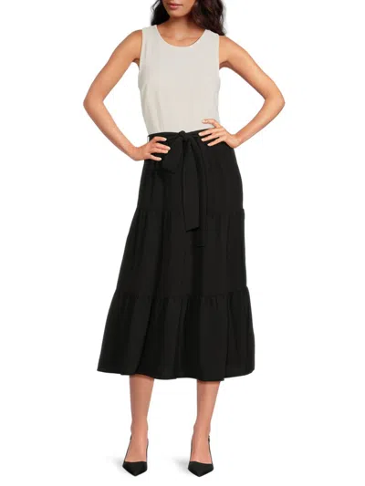 Dkny Colorblock Tiered Midi Dress In Multi