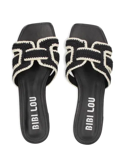 Bibi Lou Crochet Band Slide Sandals In Multi