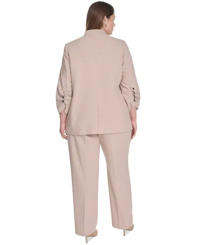 Calvin Klein Plus Size Novelty 3/4-sleeve One-button Jacket In Neutral