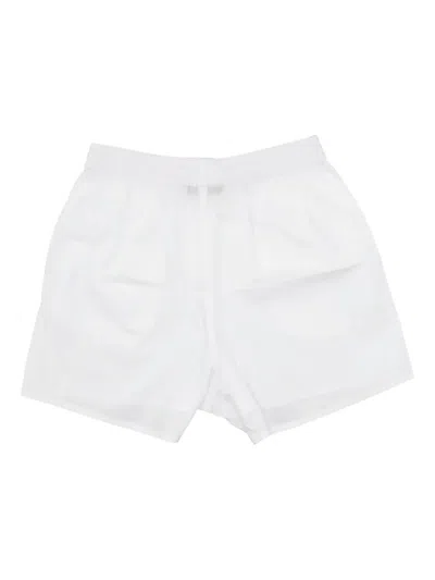 La Rose Button-up Mini Shorts In White