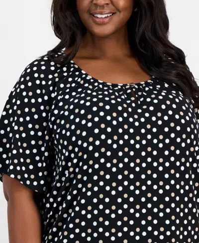 Ak Anne Klein Plus Size Printed Short Sleeve Blouse