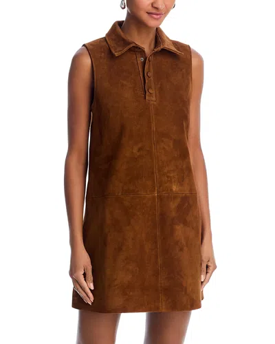Frame The Suede City Shift Mini Dress In Brown
