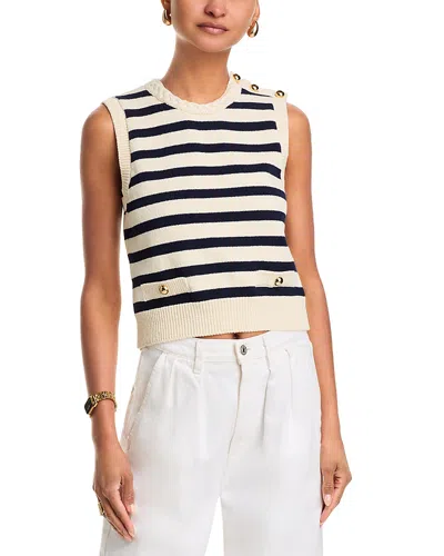 Frame The Harbor Button-embellished Striped Cotton-blend Vest In Neutral