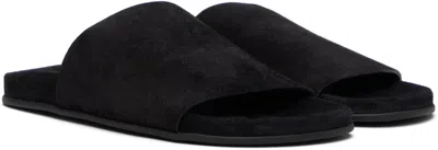 The Row Hugh Suede Sandals In Black