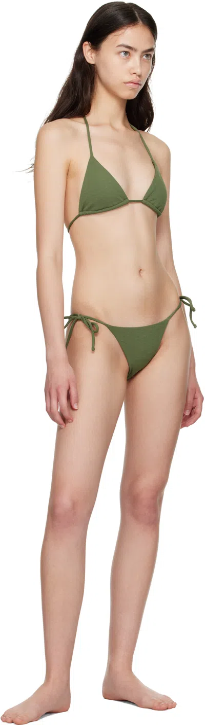 Matteau Khaki String Bikini Bottom In Green