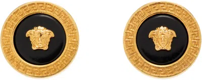 Versace Black And Gold Earrings With Medusa Detail In Metal Woman