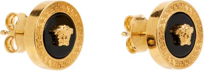 Versace Black And Gold Earrings With Medusa Detail In Metal Woman