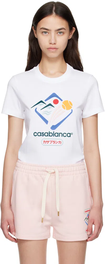 Casablanca Mountain Sports Cropped T-shirt In White