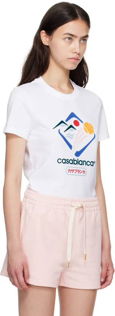 Casablanca Mountain Sports Cropped T-shirt In White