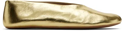 The Row Stella Metallic Crinkled-leather Ballet Flats In Gold