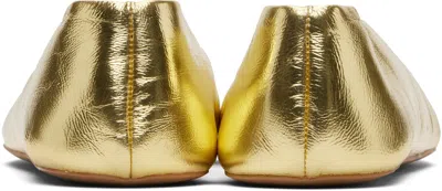 The Row Stella Metallic Crinkled-leather Ballet Flats In Gold