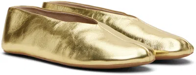 The Row Stella Metallic Crinkled-leather Ballet Flats In Gold