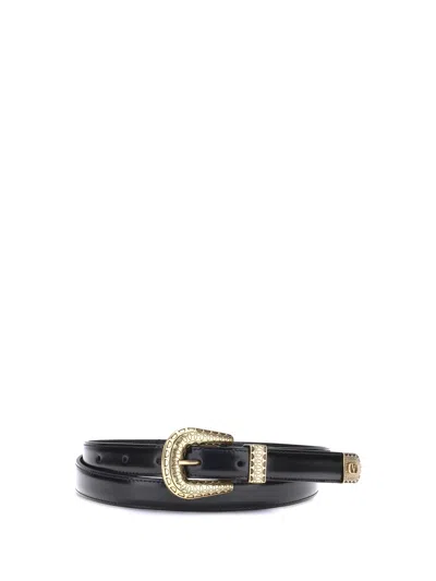 Valentino Garavani Black Vlogo Signature Brushed Calfskin Belt