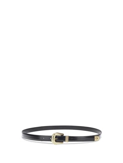 Valentino Garavani Black Vlogo Signature Brushed Calfskin Belt