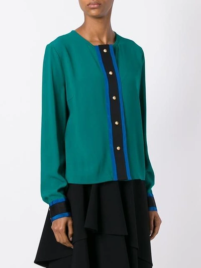 Shop Fausto Puglisi Collarless Shirt In Green