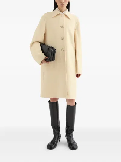 Jil Sander Double Wool Coat In Neutral