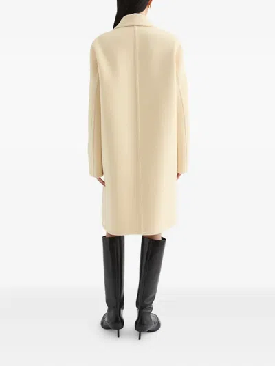 Jil Sander Double Wool Coat In Neutral