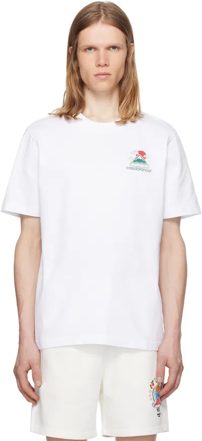 Casablanca Montagne Ondulée Logo-print Cotton-jersey T-shirt In White