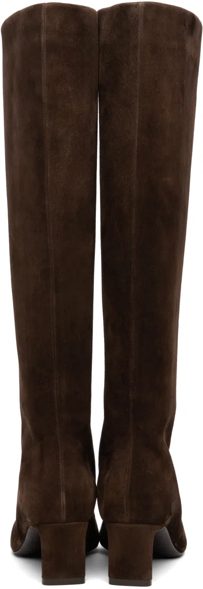 Khaite Ona Suede Stiletto Knee Boots In Ebano