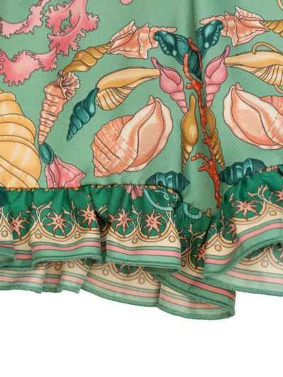 Versace Underwater Barocco Ruffled Shorts In Green