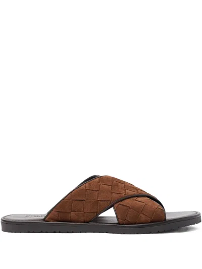 Scarosso Ettore Woven Sandals In Brown