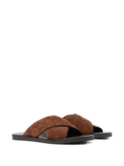 Scarosso Ettore Woven Sandals In Brown