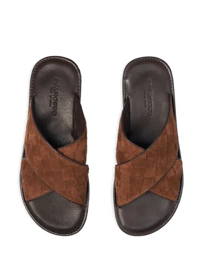 Scarosso Ettore Woven Sandals In Brown