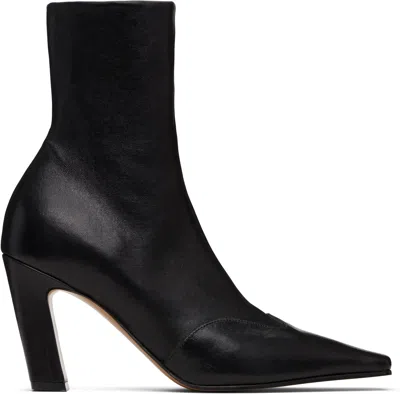 Khaite Dallas Leather Ankle Boots In Black