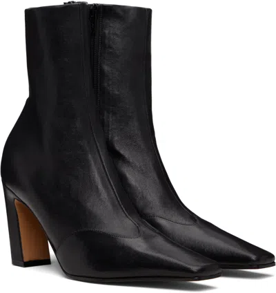Khaite Dallas Leather Ankle Boots In Black