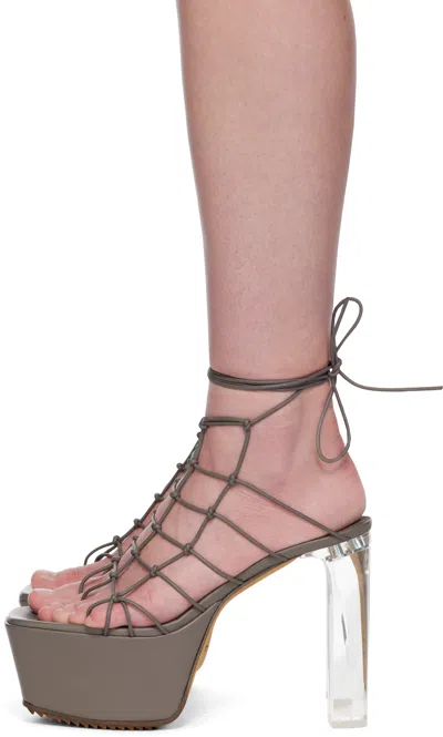 Rick Owens Gray Hollywood Web Platform 65 Heeled Sandals
