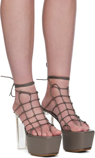 Rick Owens Gray Hollywood Web Platform 65 Heeled Sandals