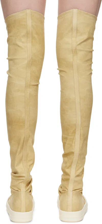 Rick Owens Drkshdw Drkshdw By Rick Owens High Sock Denim Sneaks Parchment And Milk In Neutral