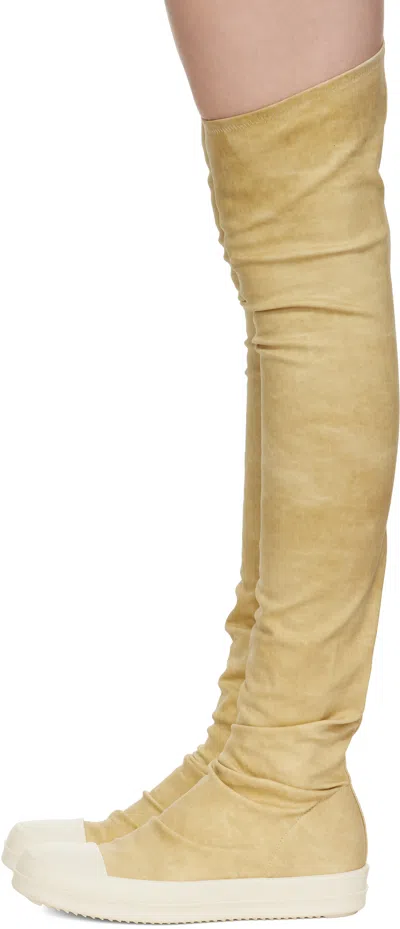 Rick Owens Drkshdw Drkshdw By Rick Owens High Sock Denim Sneaks Parchment And Milk In Neutral