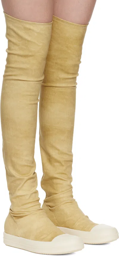 Rick Owens Drkshdw Drkshdw By Rick Owens High Sock Denim Sneaks Parchment And Milk In Neutral