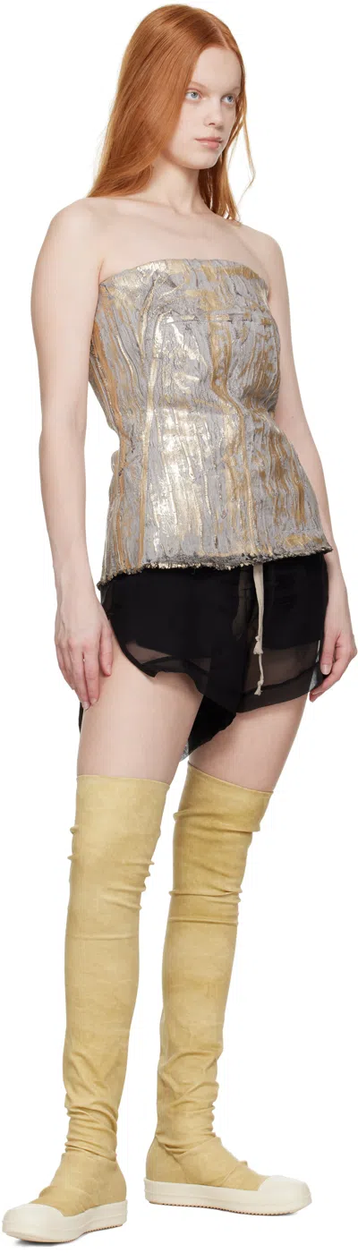 Rick Owens Drkshdw Drkshdw By Rick Owens High Sock Denim Sneaks Parchment And Milk In Neutral