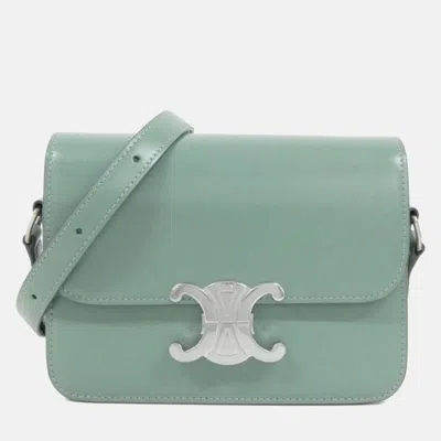 Pre-owned Celine Teen Triomphe Handbag In Green