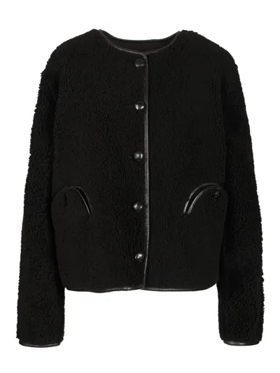 Blazé Milano Reversible Jacket Textured Fabric In Black