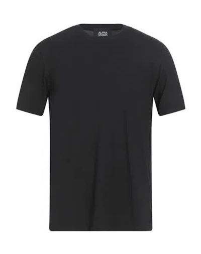 Alpha Studio Man T-shirt Black Size 44 Cotton, Elastane In Black