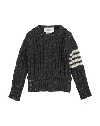 Thom Browne Toddler Boy Sweater Charcoal Size 4 Merino Wool, Mohair Wool In Black