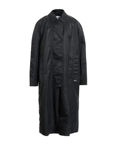 Msgm Man Overcoat & Trench Coat Black Size 42 Polyamide In Black